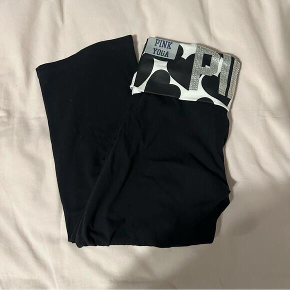 Y2K PINK Victoria's Secret BLING Flare Yoga Cropped Pants - Picture 3 of 5